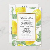 Lemons en bladeren op White Trunk Party Kaart (Voorkant / Achterkant)