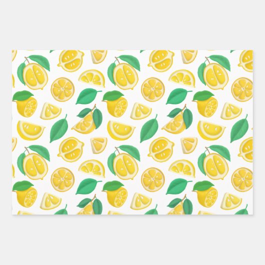 Lemons en bladeren op wit inpakpapier vel (Voorkant 2)