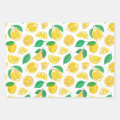 Lemons en bladeren op wit inpakpapier vel (Voorkant)