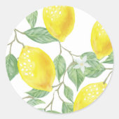 Lemons en bladeren ronde sticker (Voorkant)