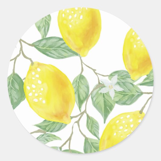 Lemons en bladeren ronde sticker (Voorkant)