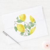 Lemons en bladeren ronde sticker (Envelop)