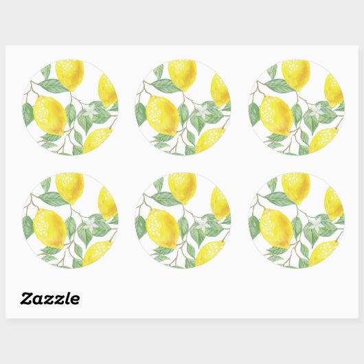 Lemons en bladeren ronde sticker (Vel)