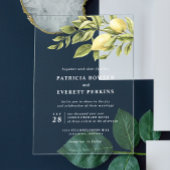 Lemons en bladeren waterverf botanische bruiloft acryl uitnodigingen