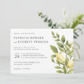 Lemons en bladeren waterverf botanische bruiloft kaart (Staand voorkant)