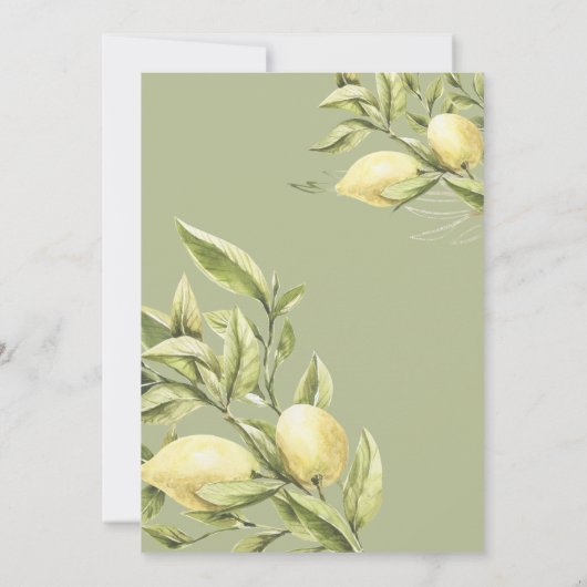 Lemons en bladeren waterverf botanische bruiloft kaart (Achterkant)