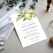 Lemons en bladeren waterverf botanische bruiloft