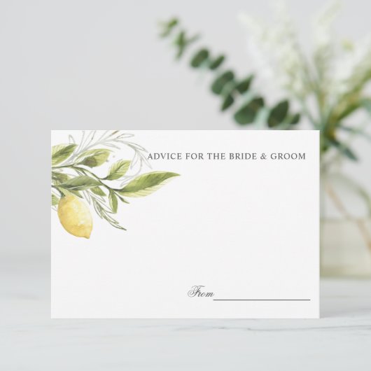 Lemons en bladeren Weddenschap of recept Kaart (Staand voorkant)