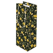 Lemons en bladeren wijn cadeautas (Voorkant Gekanteld)