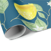 Lemons en blauw land Chic-Waterverf Cadeaupapier (Rol Hoek)