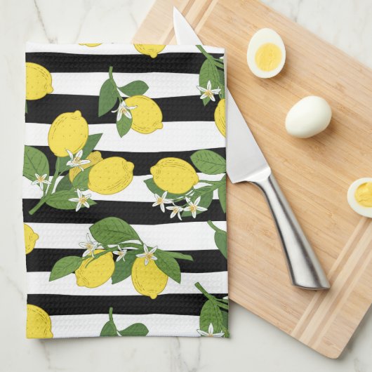 Lemons en bloesems met roes theedoek (Quarter Fold)