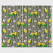 Lemons en bloesems voor Stripes Cadeaupapier (Vlak)