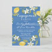 Lemons en Blue Waterverf Engagement Party Kaart (Staand voorkant)