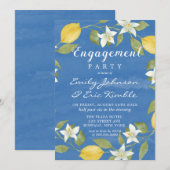 Lemons en Blue Waterverf Engagement Party Kaart (Voorkant / Achterkant)