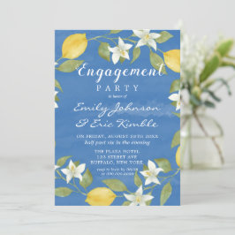 Lemons en Blue Waterverf Engagement Party Kaart