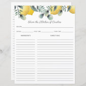 Lemons en Eucalyptus Recipe Kaart Multomap Invoege (Voorkant / Achterkant)