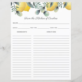 Lemons en Eucalyptus Recipe Kaart Multomap Invoege