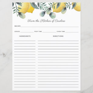 Lemons en Eucalyptus Recipe Kaart Multomap Invoege