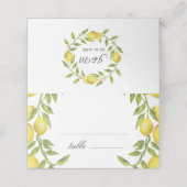 Lemons en Greenery Blossom Wedding Plaatskaartje (Buitenkant ongevouwen)