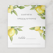 Lemons en Greenery Blossom Wedding Plaatskaartje (Buitenkant ongevouwen)