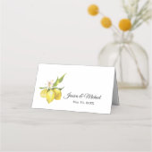 Lemons en Greenery Blossom Wedding Plaatskaartje (Achterkant)