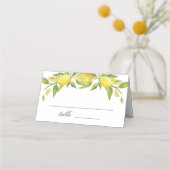 Lemons en Greenery Blossom Wedding Plaatskaartje (Voorkant)