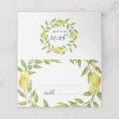 Lemons en Greenery Blossom Wedding Plaatskaartje (Buitenkant ongevouwen)