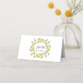 Lemons en Greenery Blossom Wedding Plaatskaartje (Achterkant)