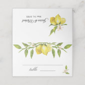 Lemons en Greenery Blossom Wedding Plaatskaartje (Buitenkant ongevouwen)