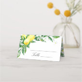 Lemons en Greenery Blossom Wedding Plaatskaartje (Voorkant)