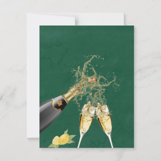 Lemons en Greenery Waterverf Brunch & Bubble Kaart (Achterkant)