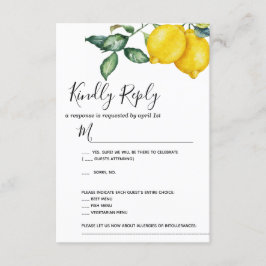Lemons en Greenery Wedding RSVP-kaart Kaart