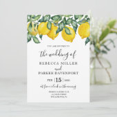 Lemons en Greenery Wedding-uitnodiging Kaart (Staand voorkant)