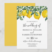 Lemons en Greenery Wedding-uitnodiging Kaart (Voorkant / Achterkant)