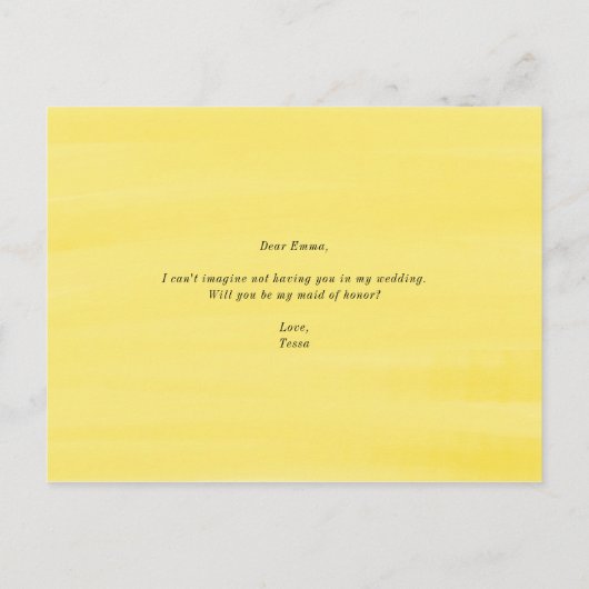 Lemons en Greenery worden mijn Bloemenmeisje Aankondigingskaart (Achterkant)