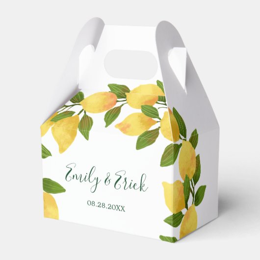 Lemons en Greenery Wreath Wedding Favor Box Bedankdoosjes (Voorkant Zijde)