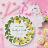 Lemons en Greenery Wreath Wedding Paper Bord (Feest)