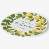 Lemons en Greenery Wreath Wedding Paper Bord (Gekanteld)