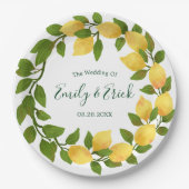 Lemons en Greenery Wreath Wedding Paper Bord (Voorkant)
