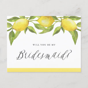 Lemons en Greenery zullen mijn Bridesmaïde Kaart z