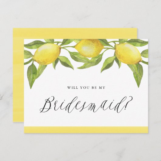 Lemons en Greenery zullen mijn Bridesmaïde Kaart z (Voorkant / Achterkant)