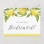 Lemons en Greenery zullen mijn Bridesmaïde Kaart z (Voorkant)