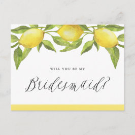 Lemons en Greenery zullen mijn Bridesmaïde Kaart z
