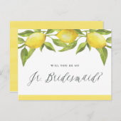 Lemons en Greenery zullen mijn Jr. Bridesmaids zij Aankondigingskaart (Voorkant / Achterkant)