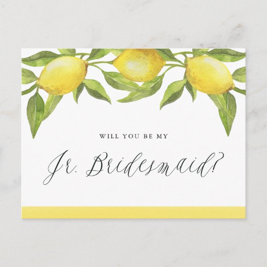 Lemons en Greenery zullen mijn Jr. Bridesmaids zij Aankondigingskaart (Voorkant)