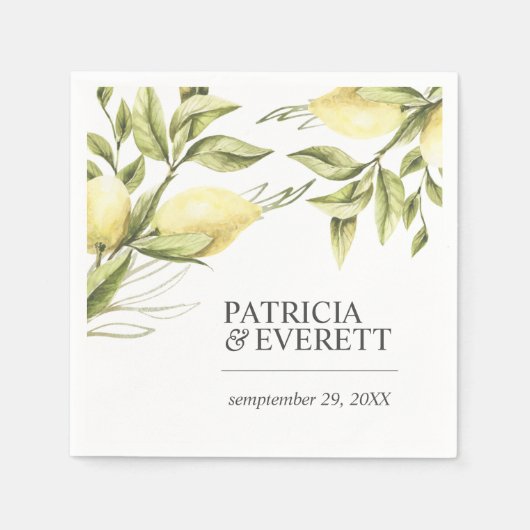 Lemons en Leaves Boho chic gepersonaliseerd huweli Servet (Voorkant)