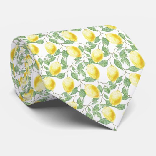 Lemons en Leaves Design Necktie Stropdas (Opgerold)