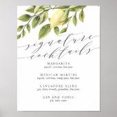 Lemons en Leaves Signature Cocktail Menu V2 Sign Poster (Voorkant)