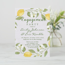 Lemons en Linen Waterverf Engagement Party Kaart
