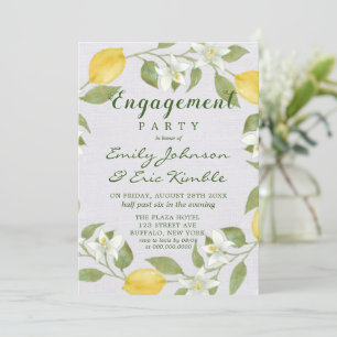 Lemons en Linen Waterverf Engagement Party Kaart